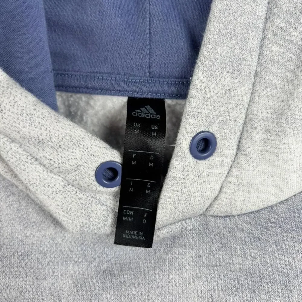 Adidas Athl Dept Hoodie Men’s M Gray Navy Pullover Sweatshirt Graphic